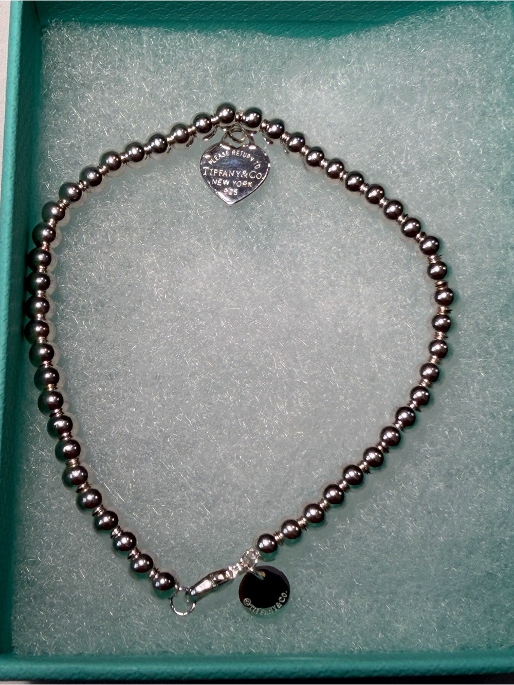 Tiffany & Co Sterling Silver Blue Enamel Heart Tag Bracelet Sterling Silver - Picture 4 of 7